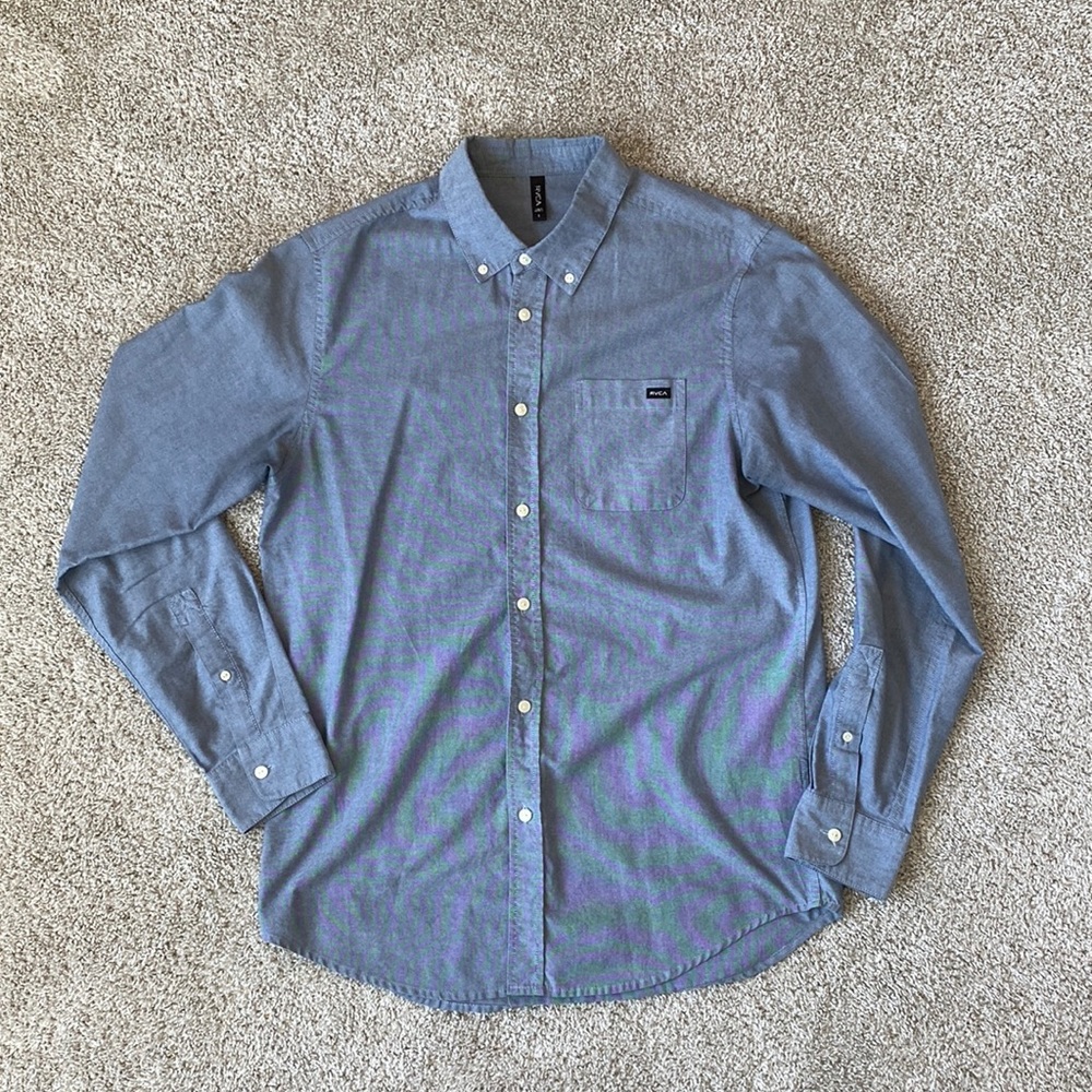 RVCA Button down long sleeve - slate blue size large